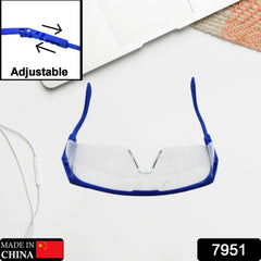 7951 Safety Glasses Dust Wind Proof Eye Glasses UV Protection, Safety Goggles Eyewear Adjustable spray clear shooting eye protection eyewear clear glasses for men women lab goggles over glasses