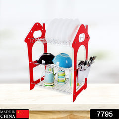 7795 Dish Rack for Kitchen 3 Layer Dish Drainer Rack Stainless Steel Crockery Holder Cutlery Plate Holder Glass Utensils Storage Organize