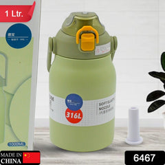 6467 Premium Stainless Steel Vacuum Insulated Bottle Water Flask Vacuum Hot Cold For Kids / Travelling Water Bottle for Kids with Straw, Thermos For office / Gym /S chool (1000 ML)