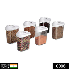 096 Plastic Easy Flow Storage Jar with Lid (750ml, Set of 6) DeoDap