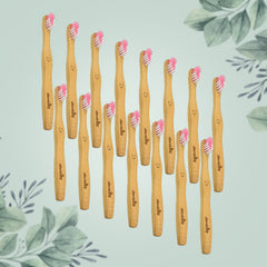 Bamboo Wooden Toothbrush Soft Toothbrush Wooden Child Bamboo Biodegradable Toothbrush, Manual Toothbrush for Adult, Kids (15 pcs set / With Round Box)