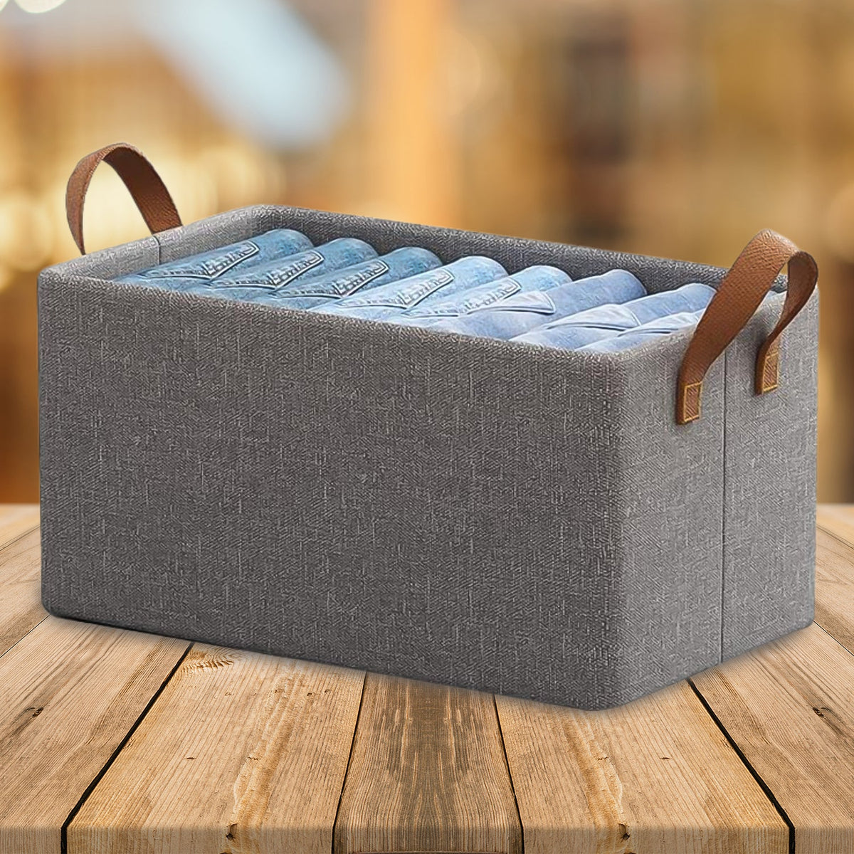 Cloth storage baskets, closet storage bins, Canvas Fabric Storage Basket for shelves, basket organizers for shelf, storage bins for clothes (48×27 Cm)
