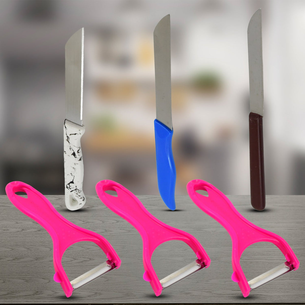 Knife and Peeler, Stainless Steel Knife & Peeler Set (2 Pc Set / Mix Design)