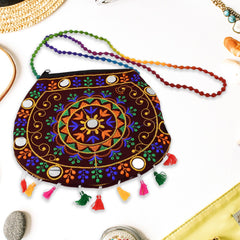 Handcrafted Cotton Embroidered Shoulder Bag / Purse for Girls & women (1 Pc / 9 Inch)