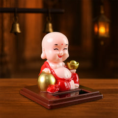 Solar Power Moving Head Buddha Statue Car Ornament (1 Pc / Mix Color)
