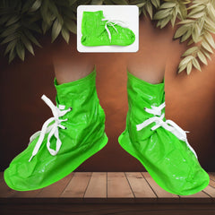 17962 Plastic Shoes Cover Reusable Anti-Slip Boots Zippered Overshoes Covers & Shoe laces Waterproof Snow Rain Boots for Kids / Adult Shoes, for Rainy Season (1 Pair)