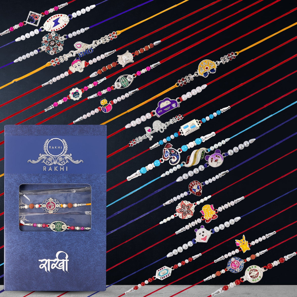 Premium Designer Rakhi Gift Box – Traditional & Trendy Collection Rakhi Gift Combo (24 piece in box)