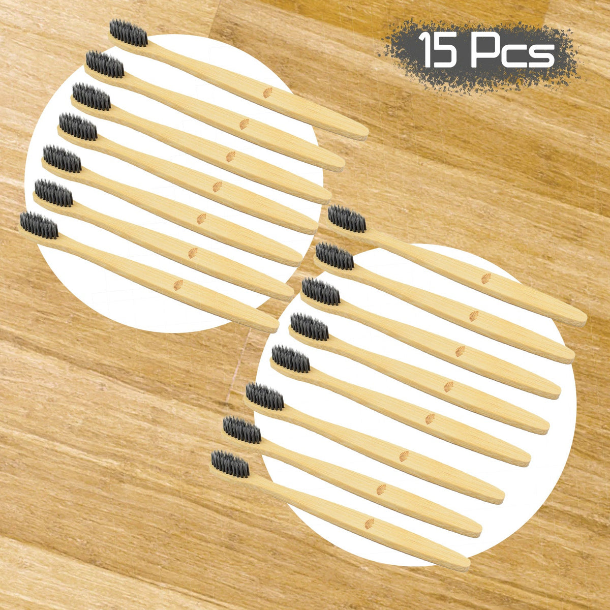 Bamboo Wooden Toothbrush (15 pcs set / With Round Box)