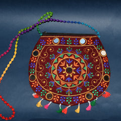 Handcrafted Cotton Embroidered Shoulder Bag / Purse for Girls & women (1 Pc / 9 Inch)