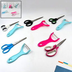 Stainless Steel Kitchen Scissors & Multipurpose Peeler (2 Pc Set / Mix Design Scissor & Peeler)