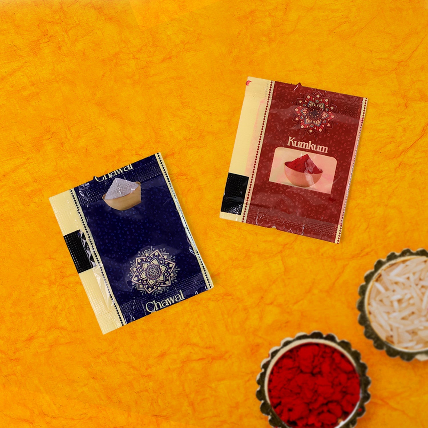 Raksha Bandhan Gift Set – Roli Chawal with Greeting Card & Silver-Coated Coin ,Rakhi Gift Combo(10 Set)