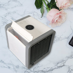 Mini Portable Air Cooler, Personal Space Cooler Easy to fill water and mood LED light and portable Air Conditioner Device Cool Any Space like Home Office (B -Grade) 