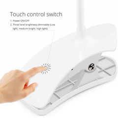 0271 Desk Lamp Adjustable Gooseneck USB Rechargeable 3 modes of Lighting, Reading Lamp for Dorm White, Study Desk lamp Suitable for Girls College Bedroom Reading