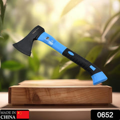0652  Gardening Tools 787Gm Hatchet Axe Fiberglass Body Rubberized Handle Wood Cutting Axe, Camping Axe, Safety Axe