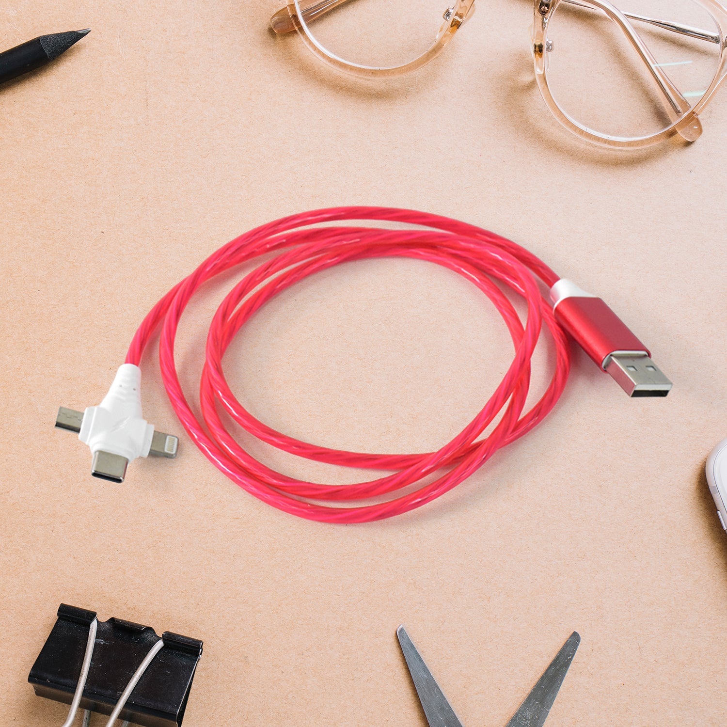 3 in 1 Charging Cable Light Up Fast Charger Lighting Cable