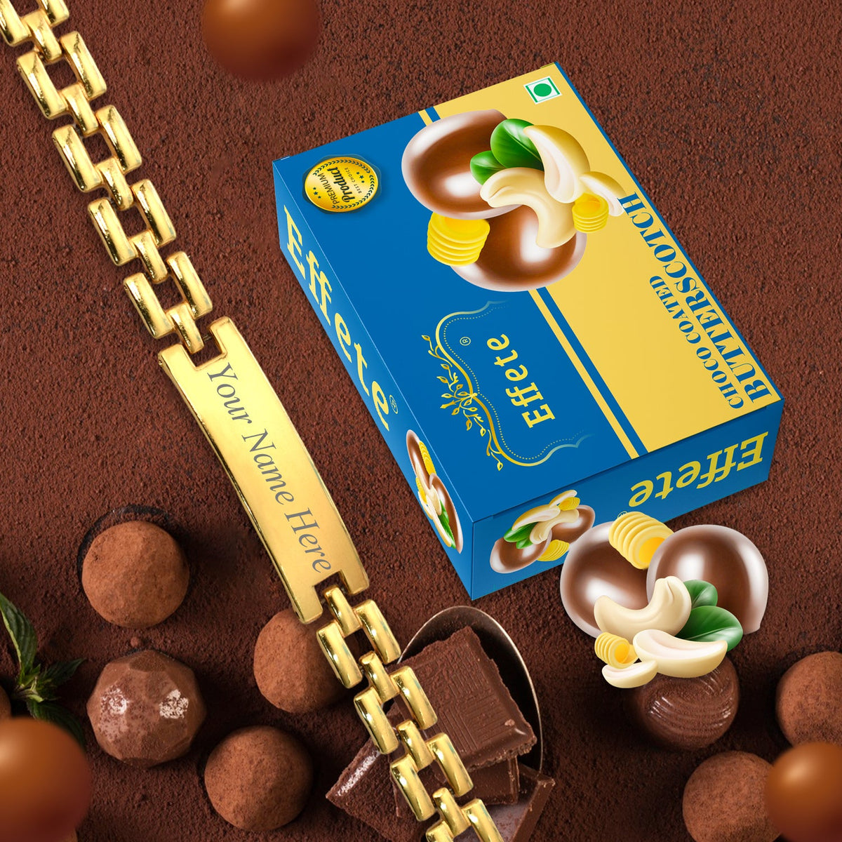 Elegant Duo Personalized Bracelet & Gourmet Chocolate Gift Combo
