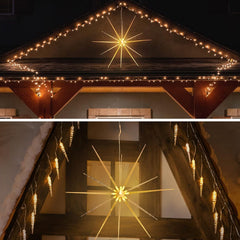 3D Gold Star Hanging Decoration Star, Acrylic Look  Hanging Luminous Star for Windows, Home, Garden Festive Embellishments for Holiday Parties Weddings Birthday Home Decoration (Small)