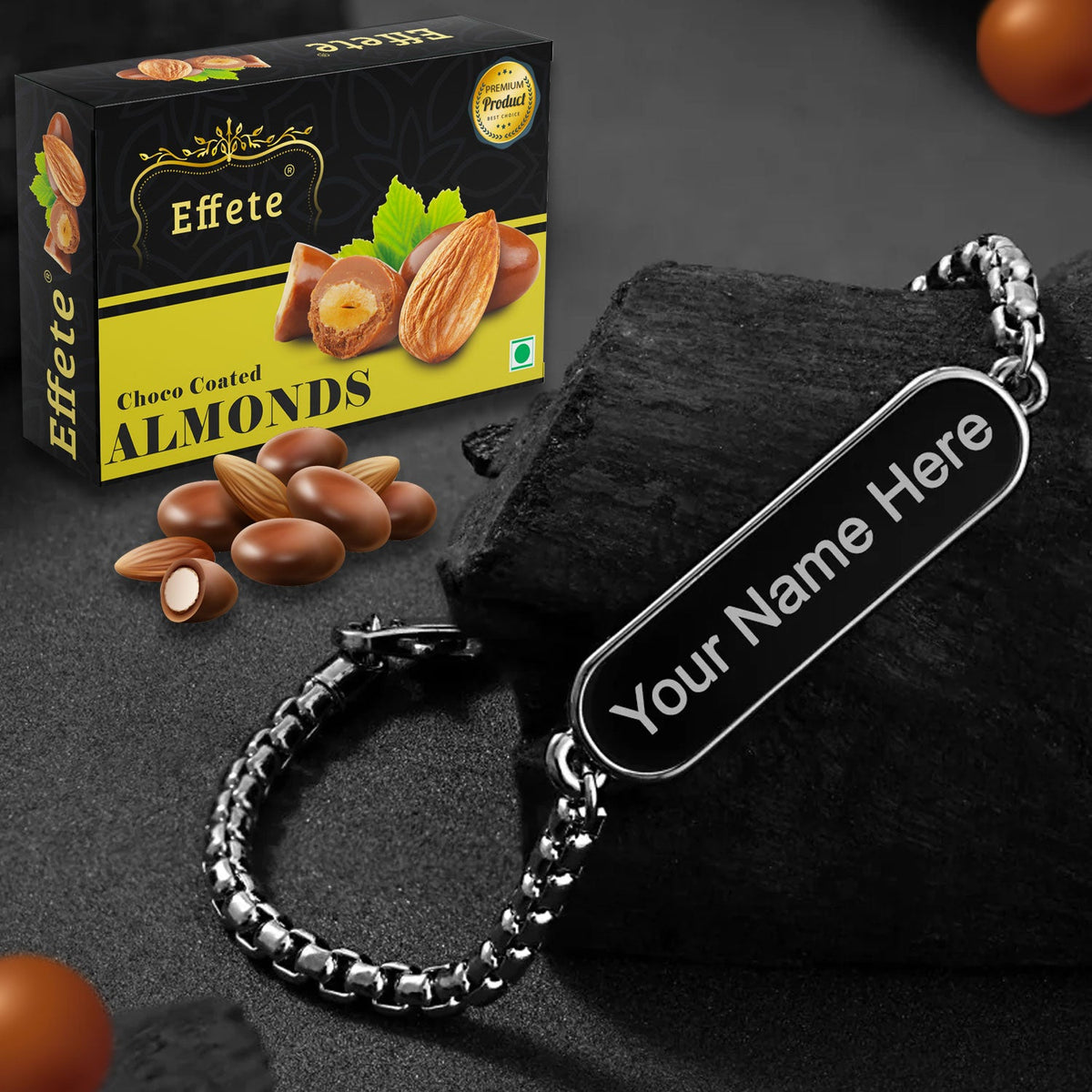 Elegant Duo Personalized Bracelet & Gourmet Chocolate Gift Combo