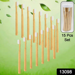 Bamboo Wooden Toothbrush (15 pcs set / With Round Box)