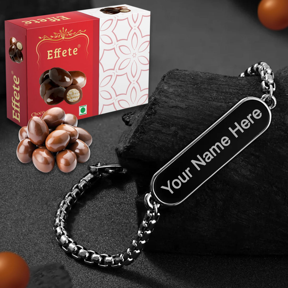 Elegant Duo Personalized Bracelet & Gourmet Chocolate Gift Combo