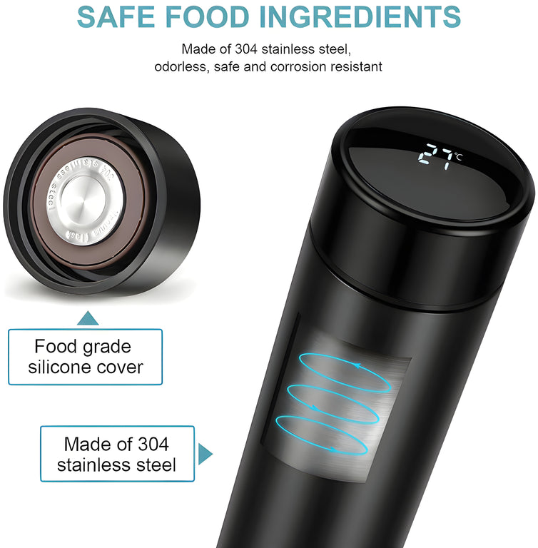 0726 Customized/Personalized Stainless Steel Smart Water Bottle with Smart LCD Temperature Touch Screen | Gifting Custom Name Water Bottle | Gifts for Boyfriend/Girlfriend/Employee | 500ML