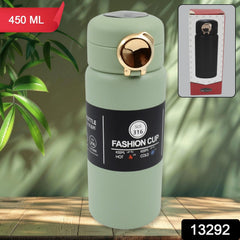 Thermos steel Bottle, 450 ML, Push Button | Fashion cup Temperature Display Bottle