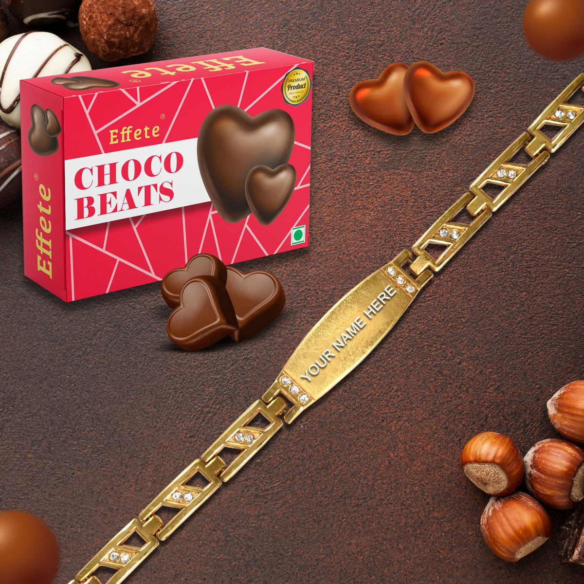 Sweet and Stylish Customized Bracelet & Delicious Chocolate Combo Gift Set"