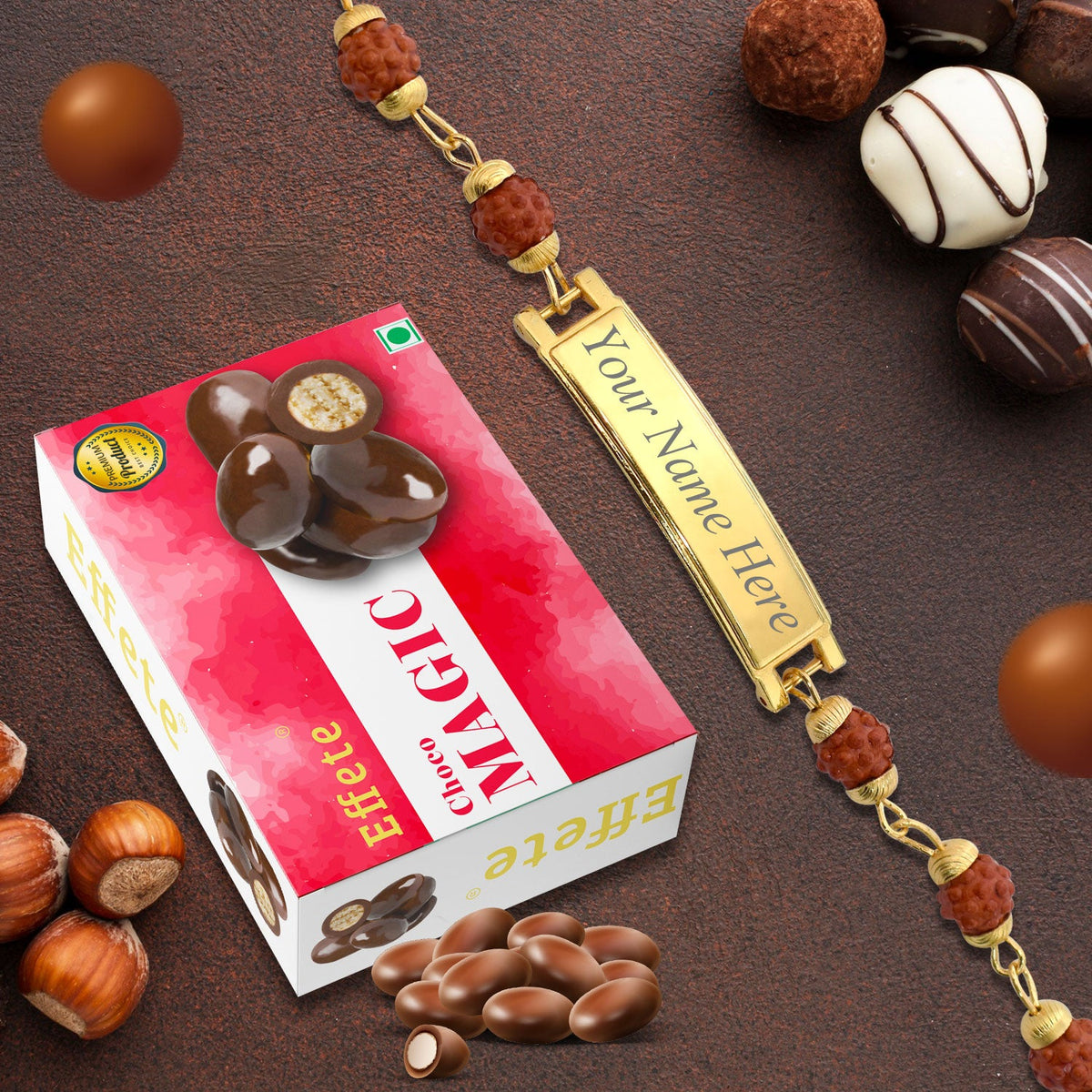 Elegant Duo Personalized Bracelet & Gourmet Chocolate Gift Combo