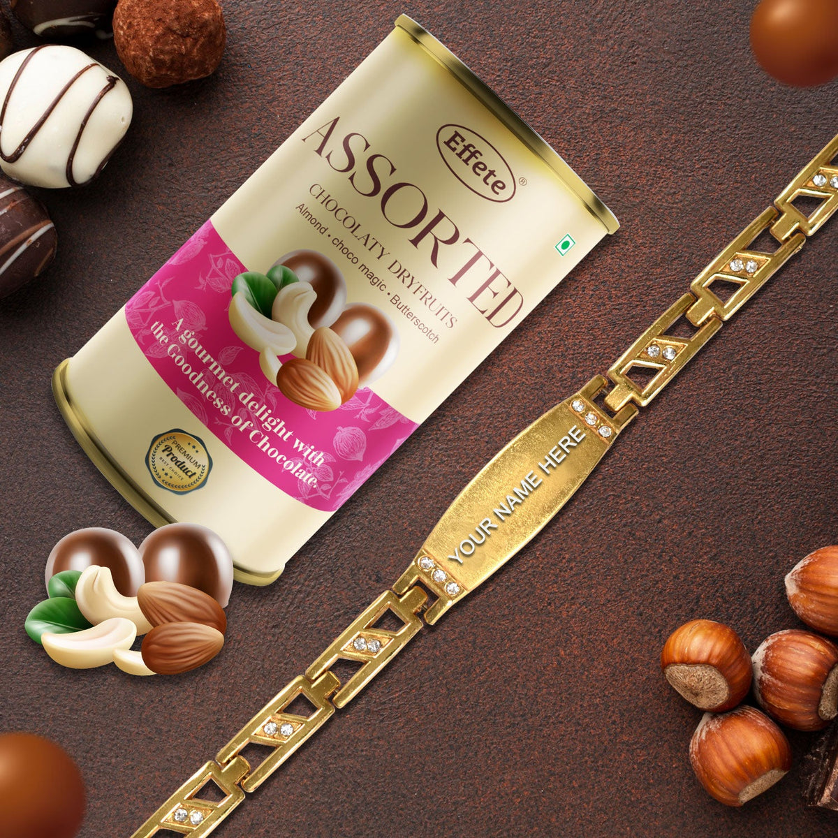 Sweet and Stylish Customized Bracelet & Delicious Chocolate Combo Gift Set"