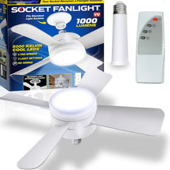 17845 Socket Fan Light Original - Cool Light LED – Ceiling Fans with Lights and Remote Control, Replacement for Lightbulb - Bedroom, Kitchen, Living Room,1000 Lumens / 5000 Kelvins Cool LEDs (Remote Battery Not Included)