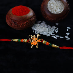 Hanuman Ji Design With Beads With Effete Butterscotch Chocolate 96Gm ,Silver Color Pooja Coin, Roli Chawal & Greeting Card