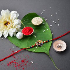 Peacock Design With Red & Green Mina With Effete Magic Chocolate 96Gm ,Silver Color Pooja Coin, Roli Chawal & Greeting Card