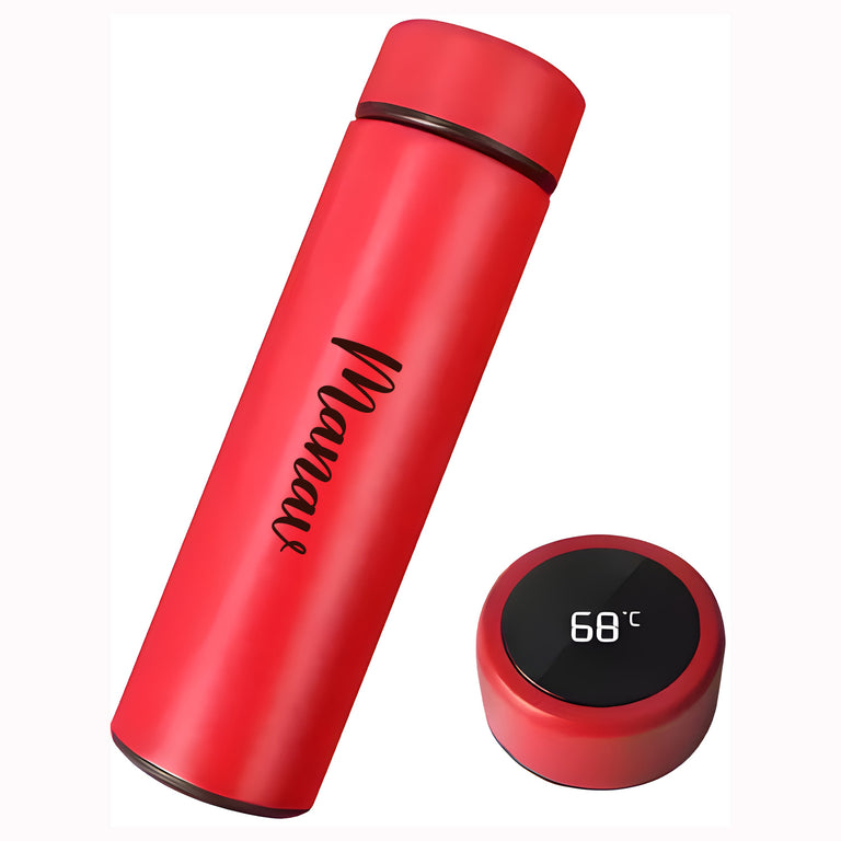 0726 Customized/Personalized Stainless Steel Smart Water Bottle with Smart LCD Temperature Touch Screen | Gifting Custom Name Water Bottle | Gifts for Boyfriend/Girlfriend/Employee | 500ML