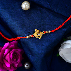 Ganesha And Flower Silver Color Rakhi With Coffee Camera Lense Mug ,Silver Color Pooja Coin, Roli Chawal & Greeting Card
