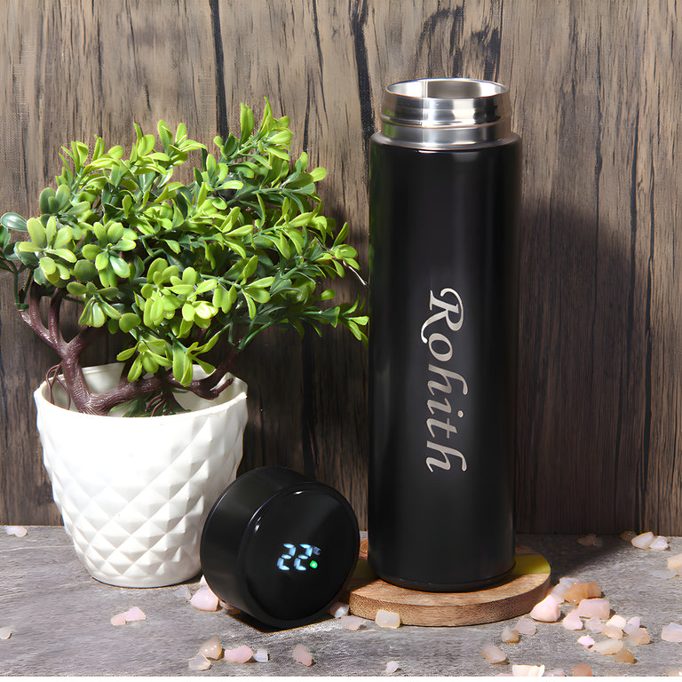 0726 Customized/Personalized Stainless Steel Smart Water Bottle with Smart LCD Temperature Touch Screen | Gifting Custom Name Water Bottle | Gifts for Boyfriend/Girlfriend/Employee | 500ML