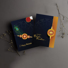 Unisex-Adult Rakhi (K2_546+556) Pooja Coin & Rakhi Card, Rakhi For Brother & Bhabhi, Rakhi For Brother, Silver Rakhi For Brother, Lumba Rakhi For Bhabhi, Bhai Bhabhi Rakhi Set Of 1