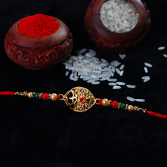 Rakhi combo Gift For Brother with Almond-butterscotch-biscuit choco Mix | Best Rakhi Collection | Rakhi Gift for Brother/Sister | Bracelet Rakhi | Rakhi Set Of 3| With Greeting Card,Roli-Chaval,Coin(K3_284+285+286_AS)
