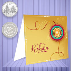 Rakshabandhan Multicolor Silver Plated Rakhi (K2_48+49_P32) 2 Rakhi Combo - 48+49 with Chocofarm Choco Peanuts 32gm, Roli chawal, Pooja Coin & Greeting