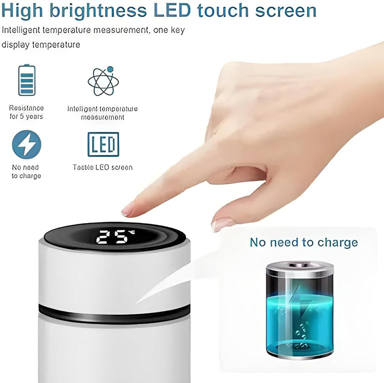 0726 Customized/Personalized Stainless Steel Smart Water Bottle with Smart LCD Temperature Touch Screen | Gifting Custom Name Water Bottle | Gifts for Boyfriend/Girlfriend/Employee | 500ML