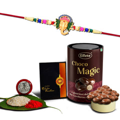 Rakhi (K1_555_EM) & Chocolate Magic, Rakhi & Chocolate for brother, Rakhi with chocolate, rakhi with gift, Rakhi Combo, Set of 1 Rakhi, Chocolate