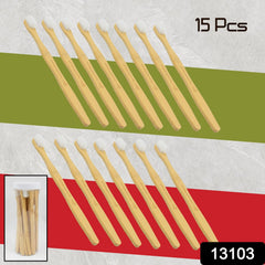 Bamboo Wooden Toothbrush (15 pcs set / With Round Box)