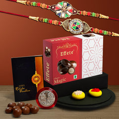 (K2_416+417_EM32) Rakhi Combo with Chocolate Magic 32gm, Rakhi for brother with gift, chocolate gift pack, rakhi with Chocolate Gift Hemper, Fancy Rakhis for men, Set of 2 Rakhi