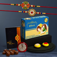 Rakhi (K2_299+304_BS32) & Chocolate Butter Scotch 32gm | Rakhi Combo with card and chocolate | chocolates gift | Rakhi & Chocolate for brother | rakhi with gift | Set of 2 Rakhi