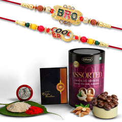 Rakhi (K2_406+407_AS) & Assorted Chocolate Dryfruits 96gm| Rakhi for brother with gift | Rakhi with chocolate |rakhi combo for brother | Set of 2 Rakhi | Chocolate|