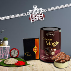 Damru Design Rakhi For Brother Set Of 1 with Chocolate Magic (K1_407_CM)