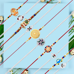 Raksha Bandhan Multicolour Stone Rakhi with Roli Chawal for Men (5)