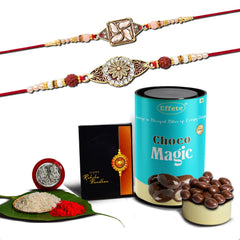 Rakhi (K2_425+426_CM) & Chocolate Magic, Rakhi for brother with gift, Rakhi with chocolate, rakhi combo for brother, Set of 2 Rakhi, Chocolate