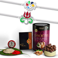 Rakhi (K2_C1+C7_AS) & Assorted Chocolate Dryfruits 96gm| Rakhi for brother with gift | Rakhi with chocolate |rakhi combo for brother | Set of 2 Rakhi |  Chocolate|