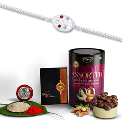 Rakhi (K1_A44_AS) & Assorted Chocolate Dryfruits 96gm, Rakhi for brother with gift, Rakhi with chocolate, rakhi combo for brother, Set of 1 Rakhi, Chocolate