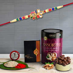 Rakhi (K1_556_AS) & Assorted Chocolate Dryfruits 96gm | Rakhi Combo with card and chocolate | chocolates gift | Rakhi & Chocolate for brother | rakhi with gift | Set of 1 Rakhi